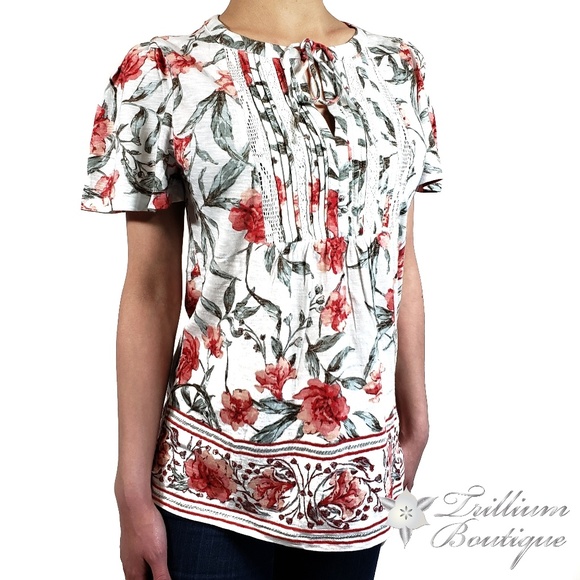 LUCKY BRAND Women's Printed Tie Front Blouse NWT - Picture 3 of 9